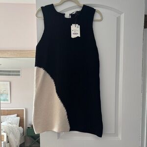 Zara Black and Cream Mini Dress